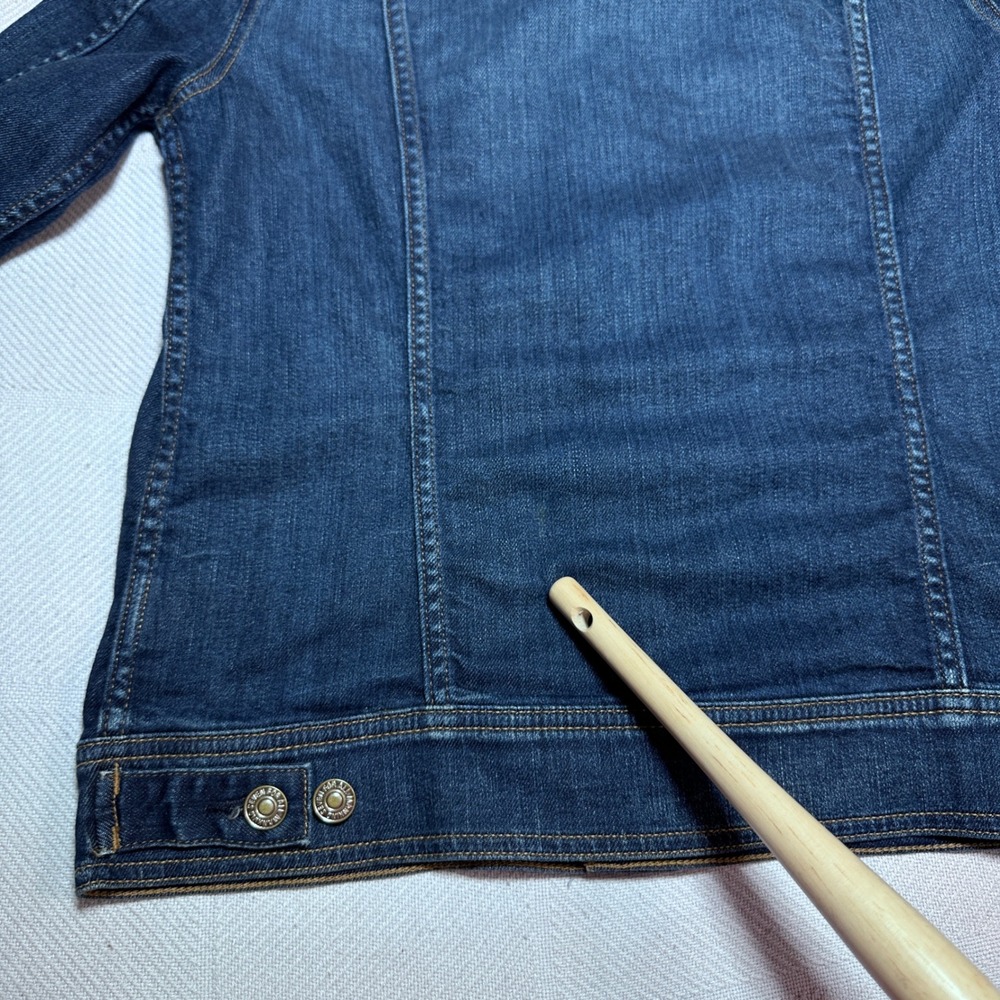 7 For All Mankind Classic Denim Jacket Womens Medium Trucker Stretch Dark Wash - Picture 8 of 14